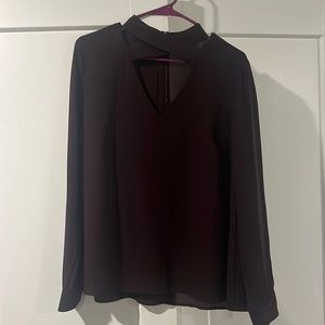 Wine colored blouse with keyhole